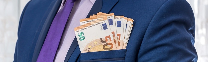 un professionnel avec des billets euros