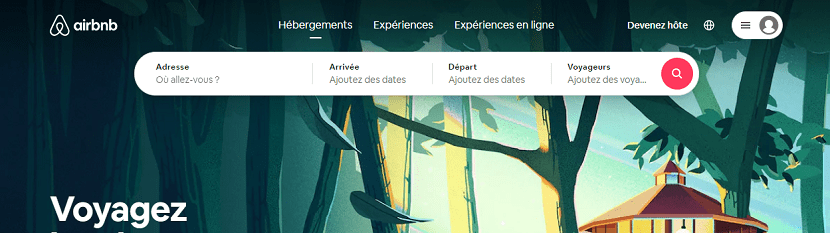 capture ecran du site Airbnb