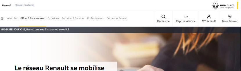 capture ecran du site Renault