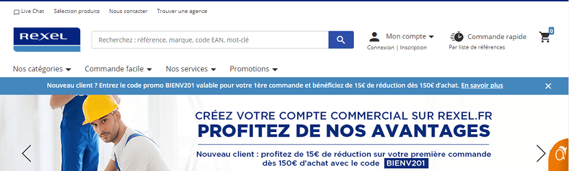 capture ecran du site Rexel
