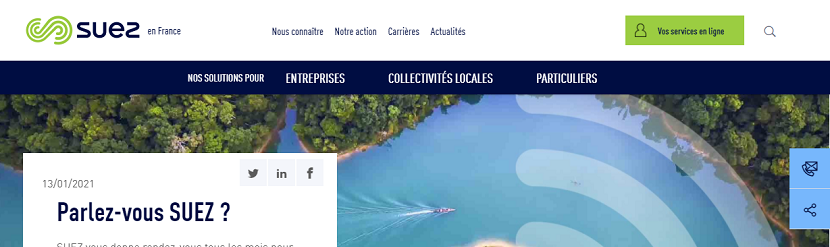 capture ecran du site Suez