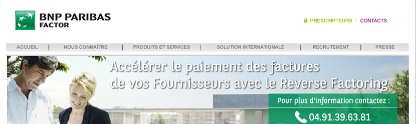 Capture du site BNP Paribas factor 