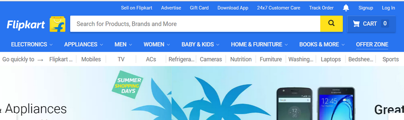 Capture du site Flipkart 