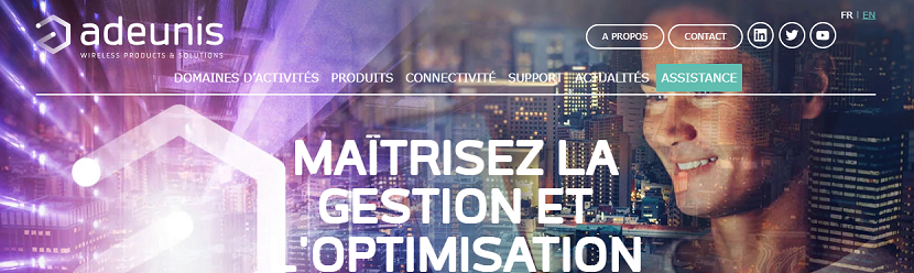 capture ecran du site Adeunis