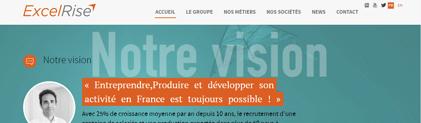 capture ecran du site Excelrise