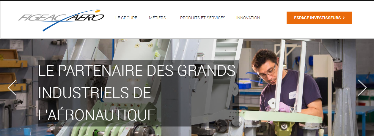 Capture ecran du site Figeac Aero 