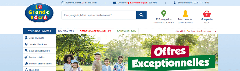 capture du site de la Grande récré 