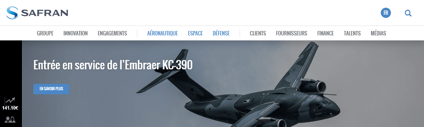 capture ecran du site Safran