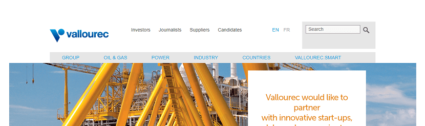 capture ecran du site Vallourec