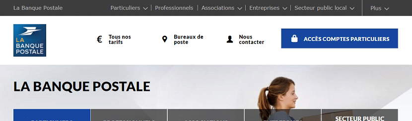 Capture du site Banque Postale 