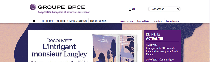 Capture écran du site BPCE